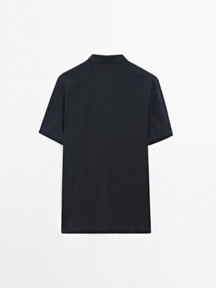 Massimo Dutti Футболка-поло из хлопка, темно-синий