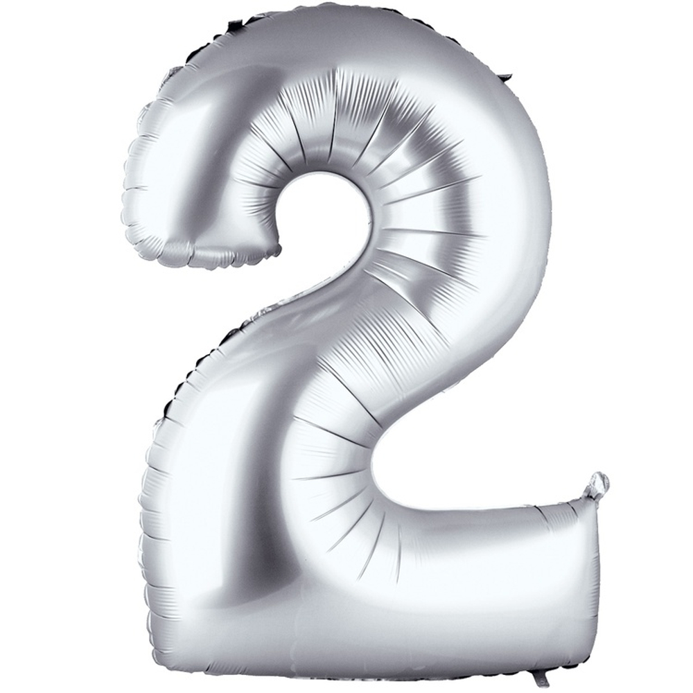 Шар фольгированный Цифра 2 66 см (Серебряный)
