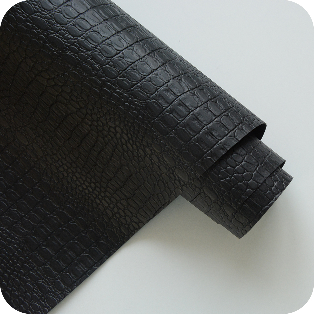 Кожзам переплетный с тиснением "Крокодил", черный