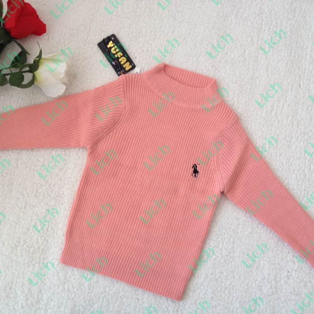 Водолазка детская однотонная с контрастной вышивкой игрока в поло