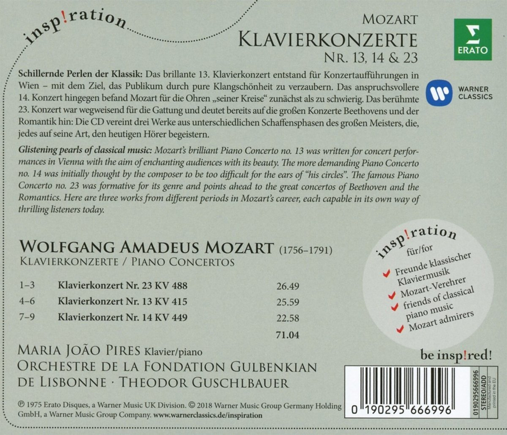 Maria Joao Pires / Mozart: Klavierkonzerte Nr. 13, 14 & 23 (CD)