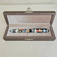 Ручка коллекционная  с ручной росписью Палех "Зимние забавы" в футляре