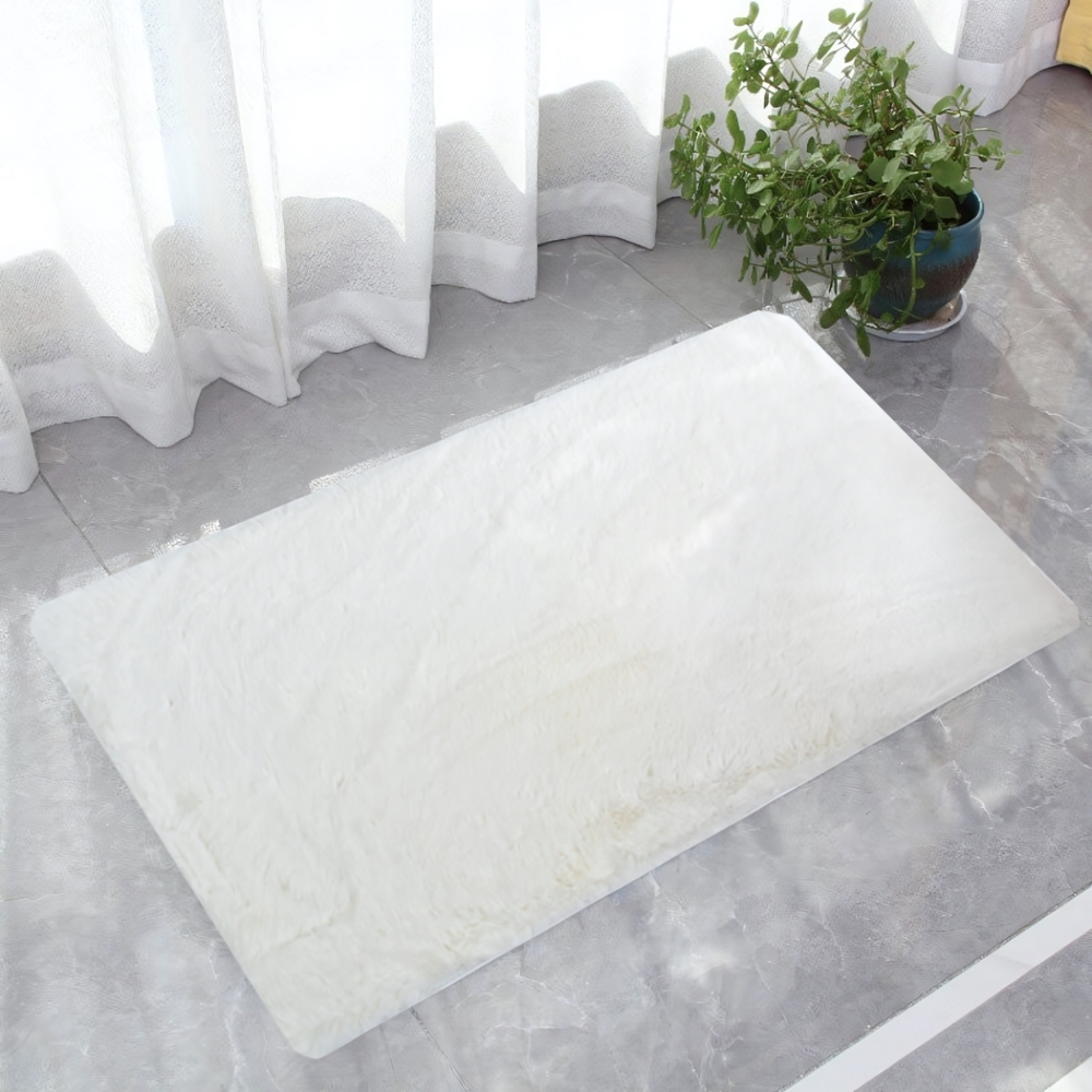Коврик прикроватный 50*80см, мягкий ворс, полиэстер, молочный