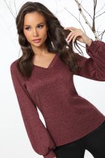 Джемпер трикотажный бордовый с пышными рукавами DStrend (Акция)