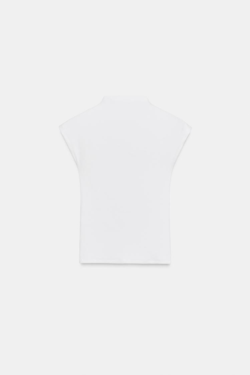 ZARA ТОП С ВЫСОКИМ ВОРОТНИКОМ, БЕЛЫЙ