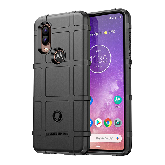 Ударопрочный защитный чехол черного цвета на Motorola Moto P50, серия Armor от Caseport