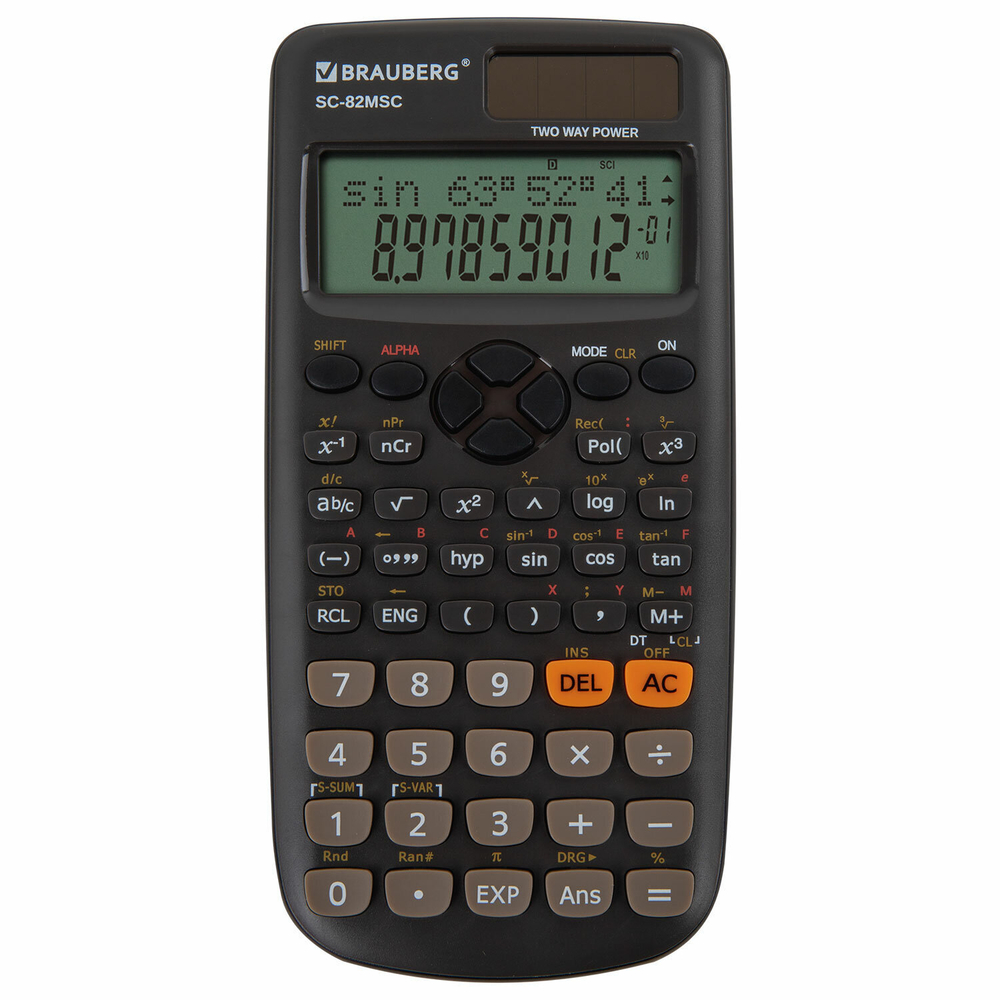 Калькулятор инженерный BRAUBERG SC-82MSС (165х84 мм) 240 функций 10+2 разрядов двойное питание