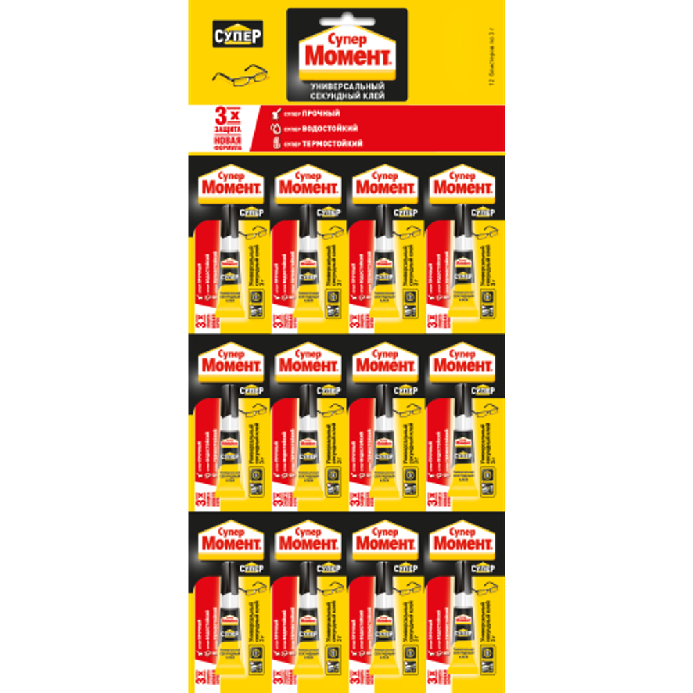 Клей Момент 608976 Супер-клей 3 гр. БЛ-12 шт. | Клеи бытовые и универсальные
