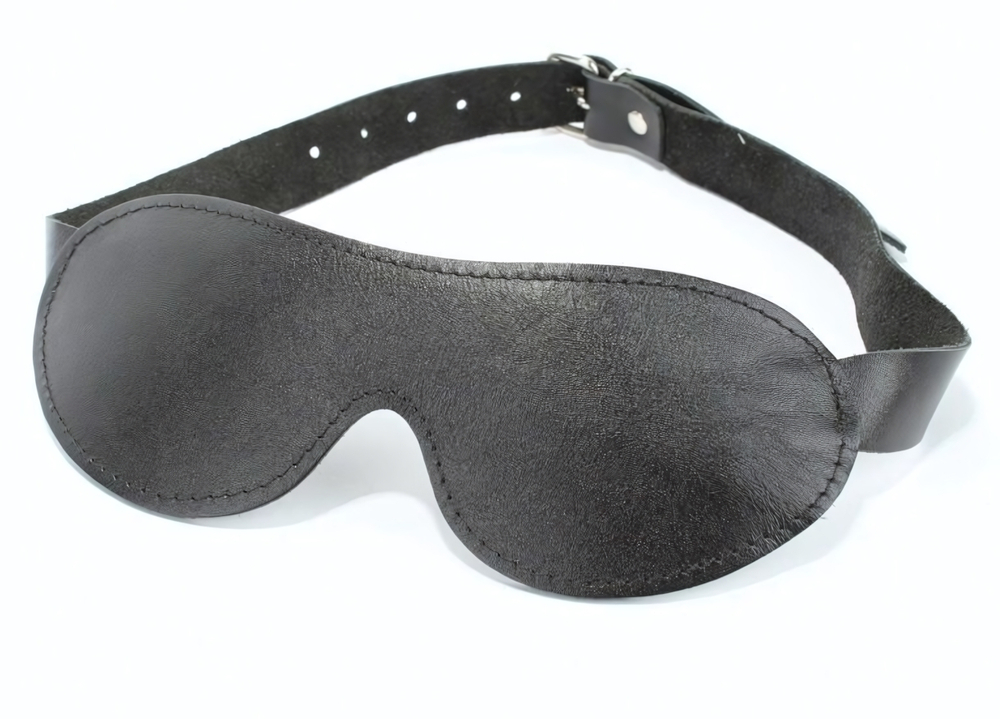 Черная кожаная маска на глаза на ремнях (Цвет: черный)