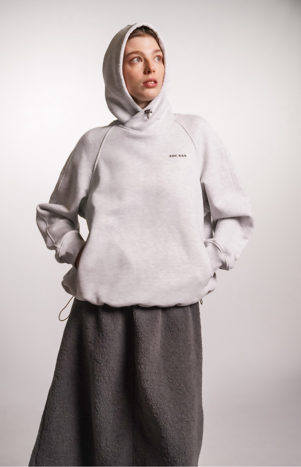 Худи 2.0 из плотного футера без начеса, светло-серый меланж