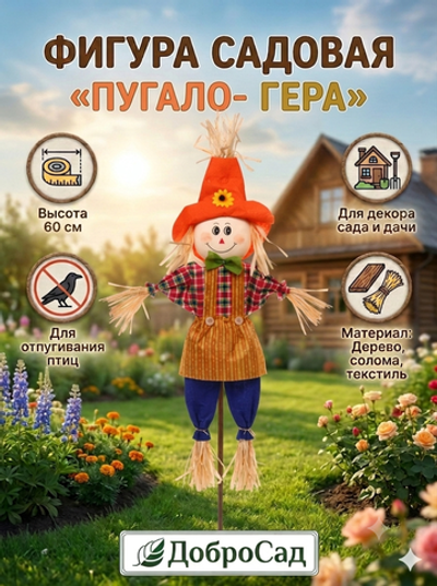 Фигура садовая «Пугало - Гера» 60 см ДоброСад