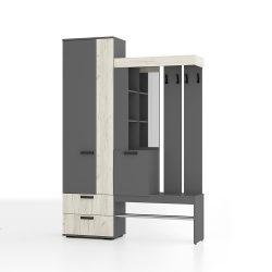 Прихожая "Трамп" Графит/дуб крафт белый