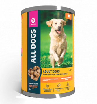 All Dogs Корм консервированный для собак Тефтельки с Индейкой в соусе