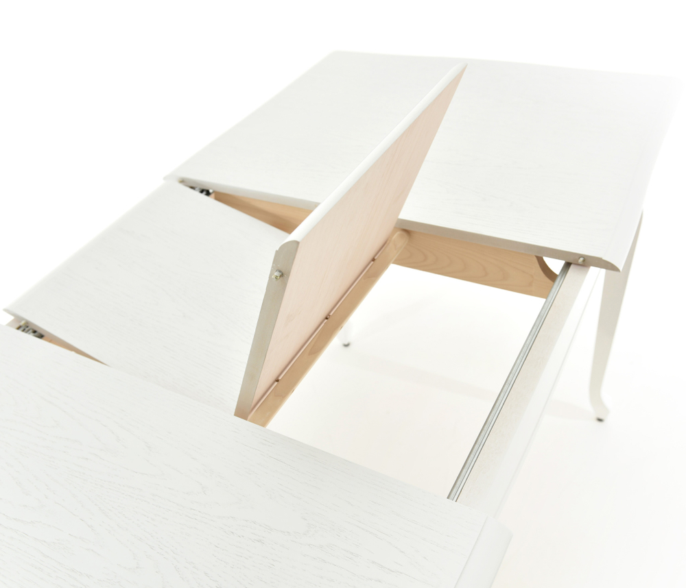 Стол Аврора Кабриоль, Эмаль белая/Патина серебро