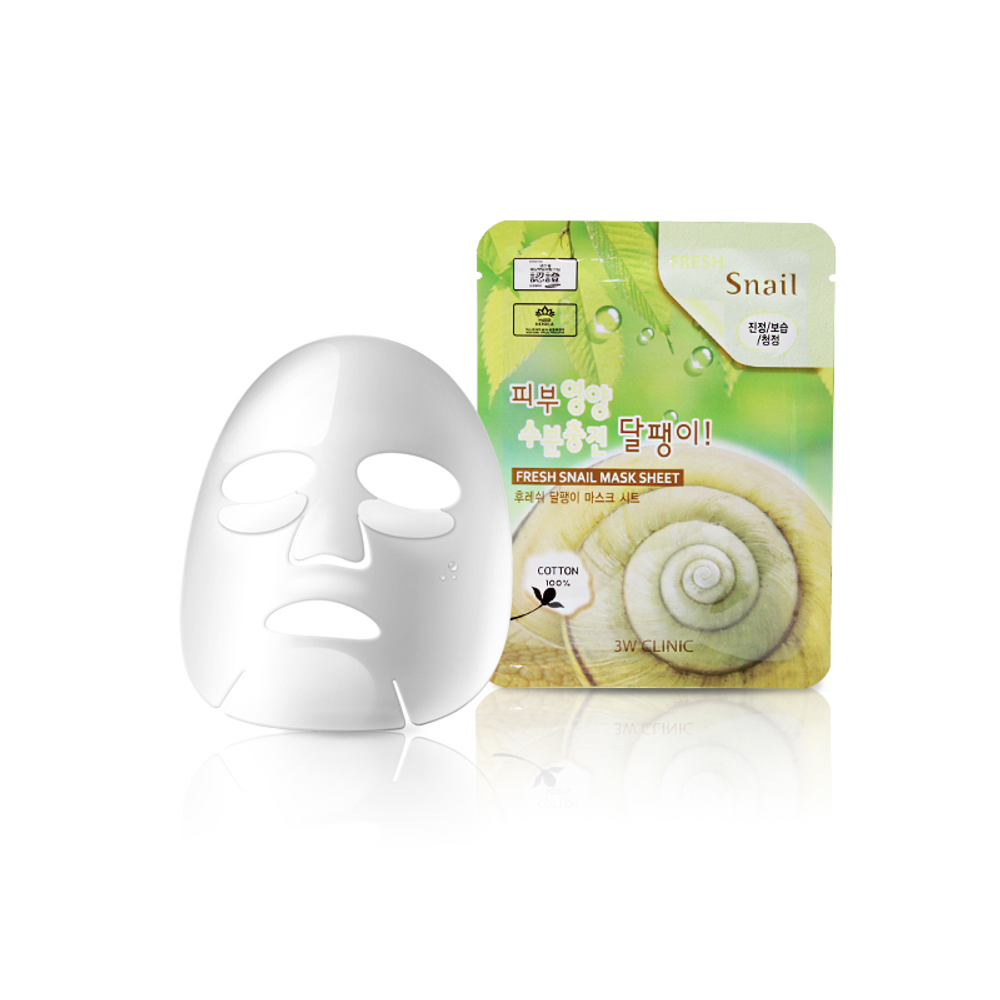 Тканевая маска с муцином улитки 3W Clinic Fresh Snail Mucus Mask Sheet