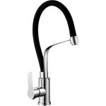 SAP4-D097 Смеситель для кух. мойки с гибким изливом в мягком чёрном кожухе, картридж ø35, материал нерж