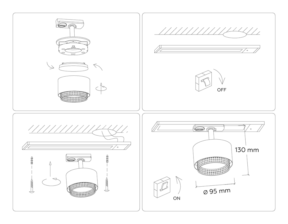 Светильник трековый GL5381 BK/GD черный/золото GX53 max 12W D95*130