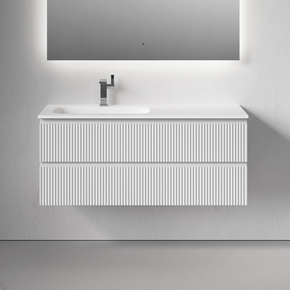 Тумба подвесная SANCOS Snob R левая 1195х445х500, c двумя ящиками оснащенными доводчиками, Bianco, арт.SNR120LW