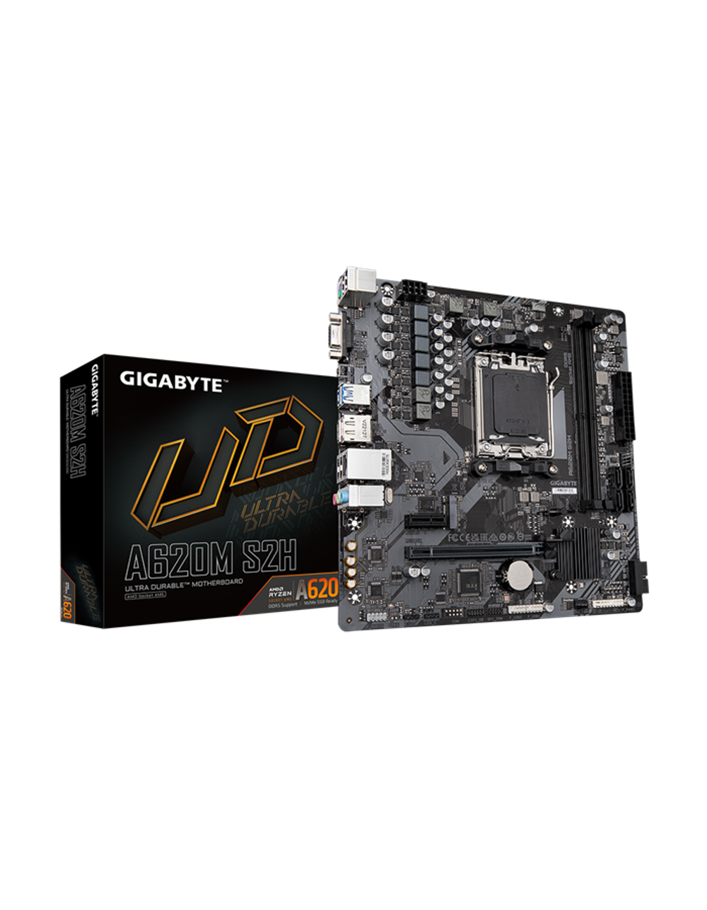 Материнская плата GIGABYTE A620M S2H, AM5, A620, 2*DDR5, 4*SATA, 1*M.2, 2*USB 3.2, 4*USB 2.0, 1*PCIx16, 1*PCIx1, DP+HDMI+D-Sub, mATX