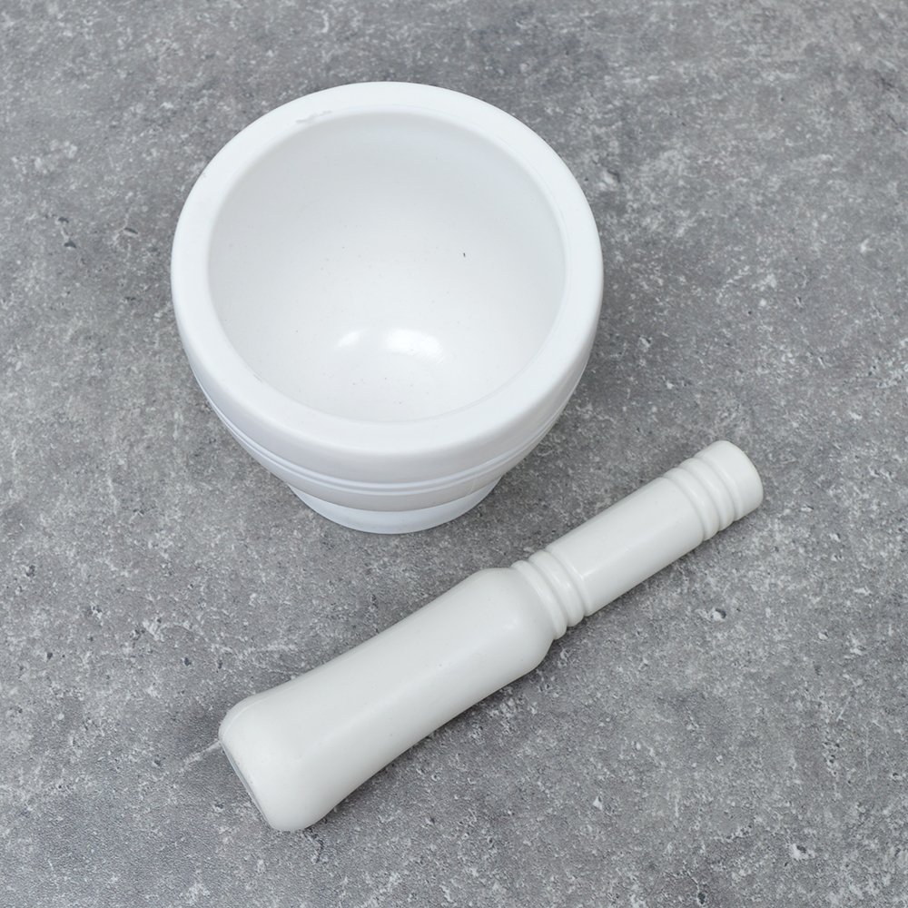 Ступка с пестиком 10,8*9,5см, пластик, белая