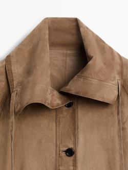 Massimo Dutti Длинная замшевая куртка, рыжевато-коричневый