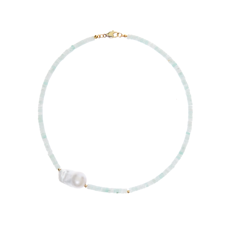 Колье Амазонит и Жемчуг