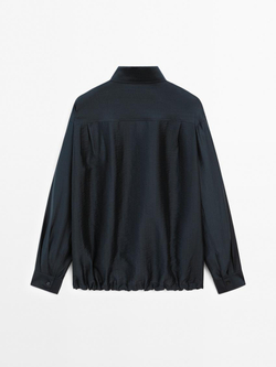 Massimo Dutti Атласная рубашка с эластичной отделкой, темно-серый