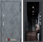 Дверь Входная Лабиринт Бетон С зеркалом Максимум Черный кварц с тонировкой