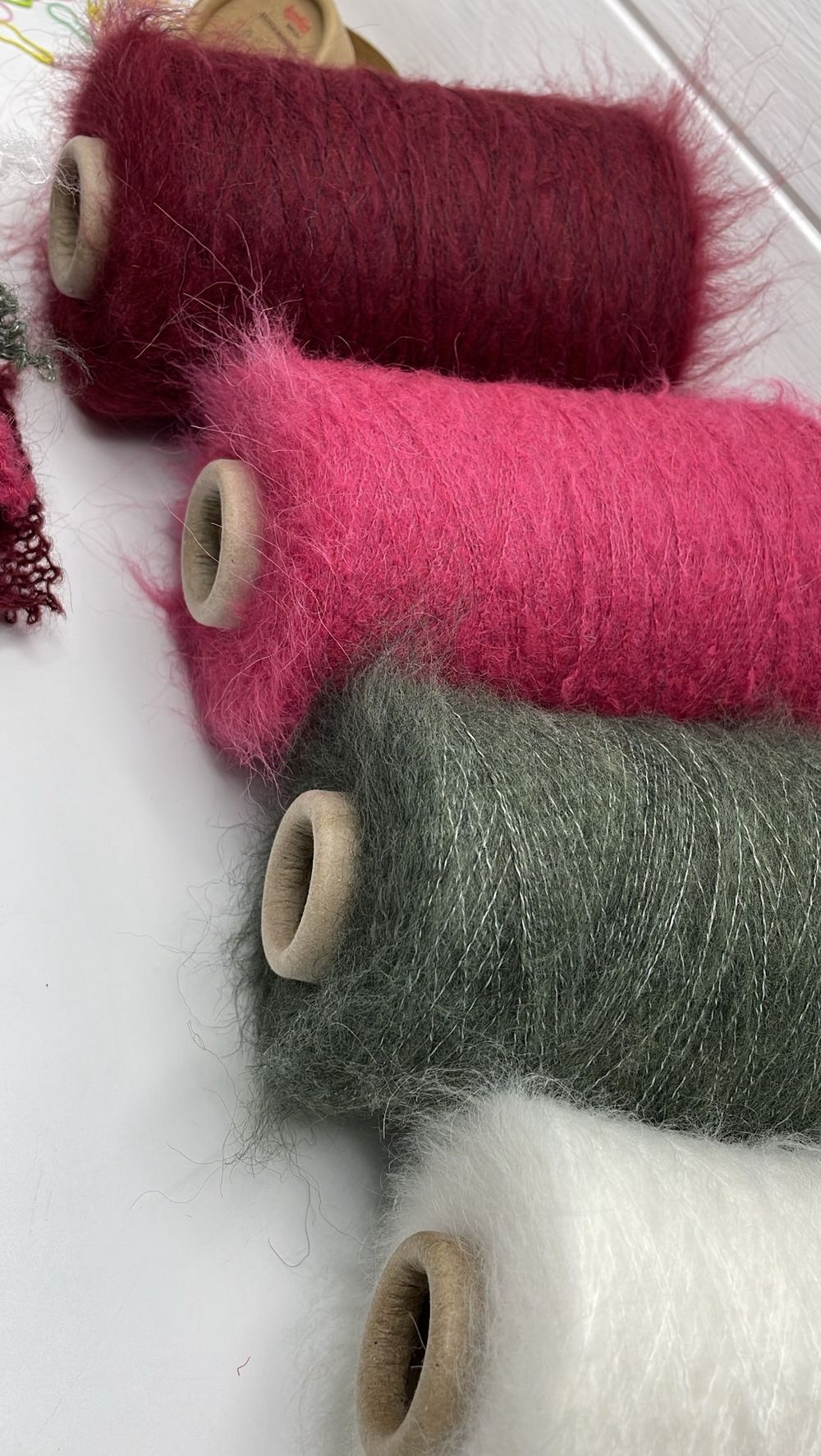 Пряжа для вязания кид мохер с мериносом на бобине (200 гр на конусе)