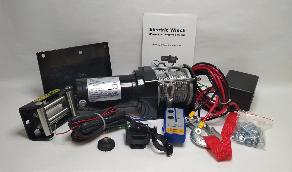 12V - 3000 Lbs (Сталь) / Лебедка 3000lbs (сталь) электрическая, 12V ATV Electric Winch 3000lbs / 1361 кг со стальным тросом, радиопульт (Вес: 9,6 34*18*30) Оптом