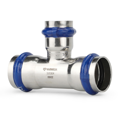 Тройник VARMEGA раструбный Inox Press переходной 35x28x35