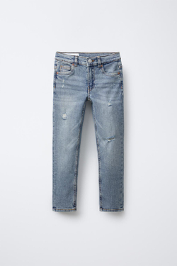 ZARA ДЖИНСЫ SKINNY С РАЗРЕЗАМИ, СИНИЙ