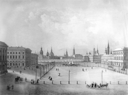 Москва. Театральная площадь. Гравюра. Изд-во Джузеппе Дациаро. Рисунок Дуруа. Цифровая печать гравюр