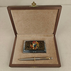 Набор подарочный "Подарок строителю" с ручной росписью с ручкой Parker в футляре