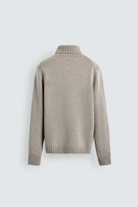 ZARA СВИТЕР С ВЫСОКИМ ВОРОТНИКОМ ИЗ СМЕСОВОЙ ШЕРСТИ, ЭКРЮ МЕЛАНЖ