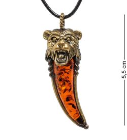 AM-1679 Подвеска «Клык Медведя» (латунь, янтарь)