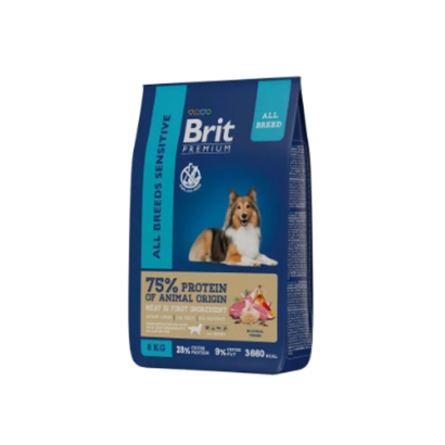 Корм для собак сухой BRIT PREMIUM "Dog Sensitive" для взрослых животных с чувствительным пищеварением, с ягнёнком и индейкой, 8 кг