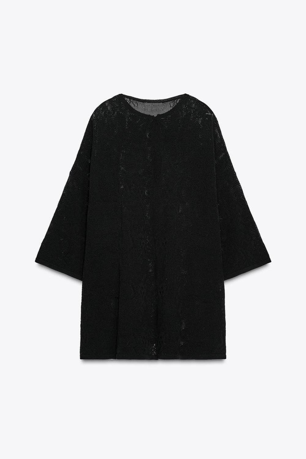 ZARA ТОП ОВЕРСАЙЗ ИЗ ТРИКОТАЖА С ЦВЕТОЧНЫМ РЕЛЬЕФОМ, ЧЕРНЫЙ