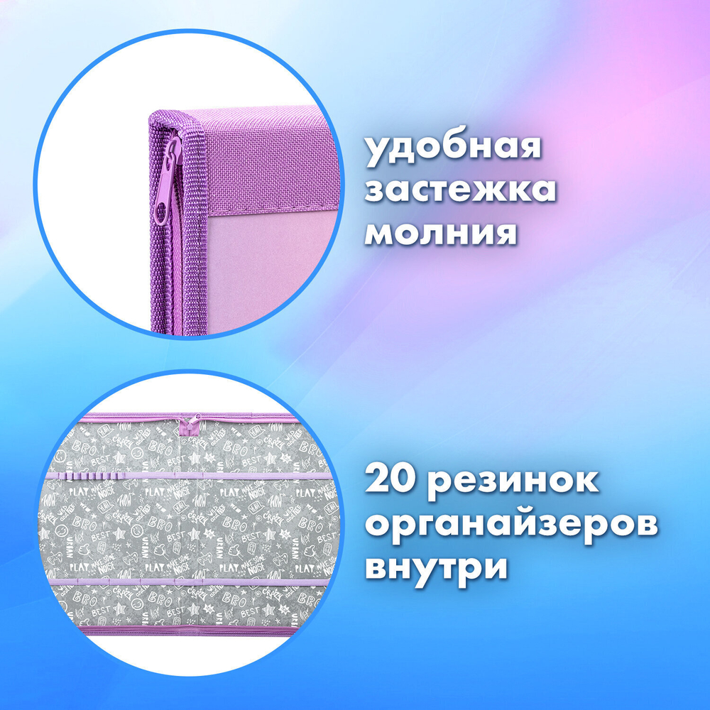 Папка на молнии BRAUBERG А4 с ручкой с органайзером 1 отделение "Cheerful" (2 штуки в упаковке)