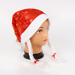 Колпак новогодний с косами красный «Снежинки» 28*38см