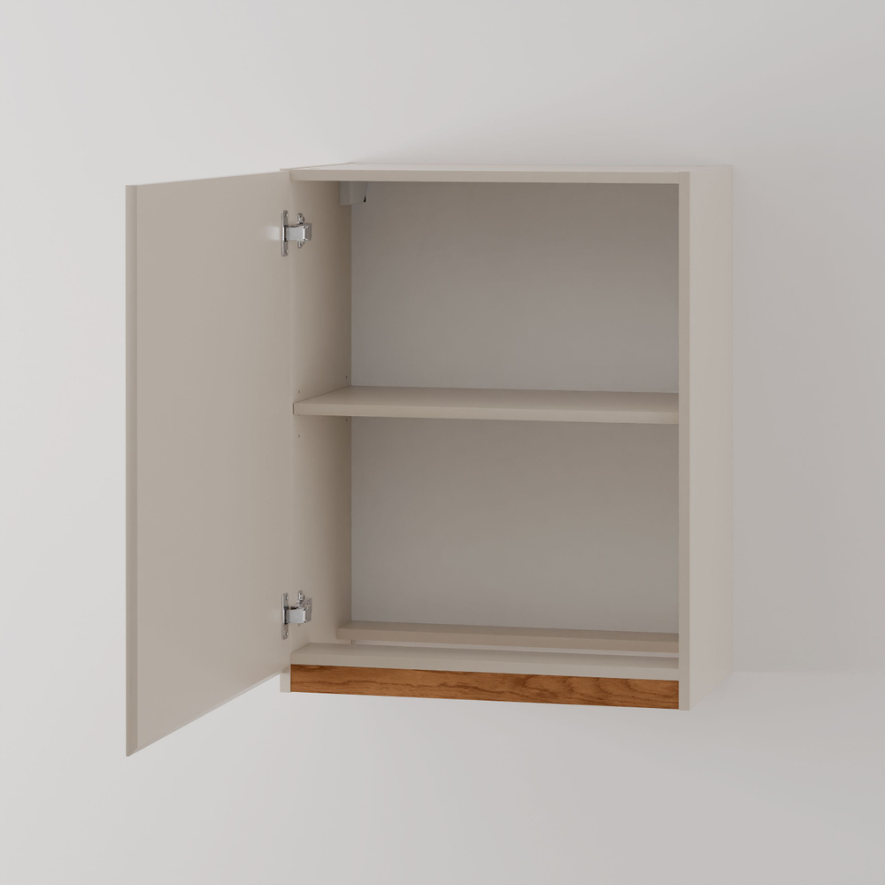 Шкаф кухонный навесной 60х32х75, Виго, для сушки посуды / кухонный модуль с дверцей и полкой / персидский жемчуг, массив дуба, серый, Dipriz