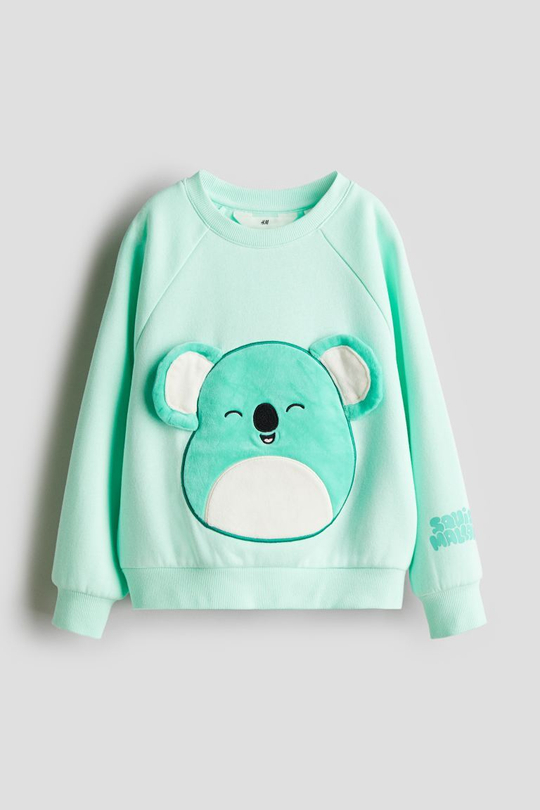 H&M Толстовка с контрастным принтом, мятно-зеленый