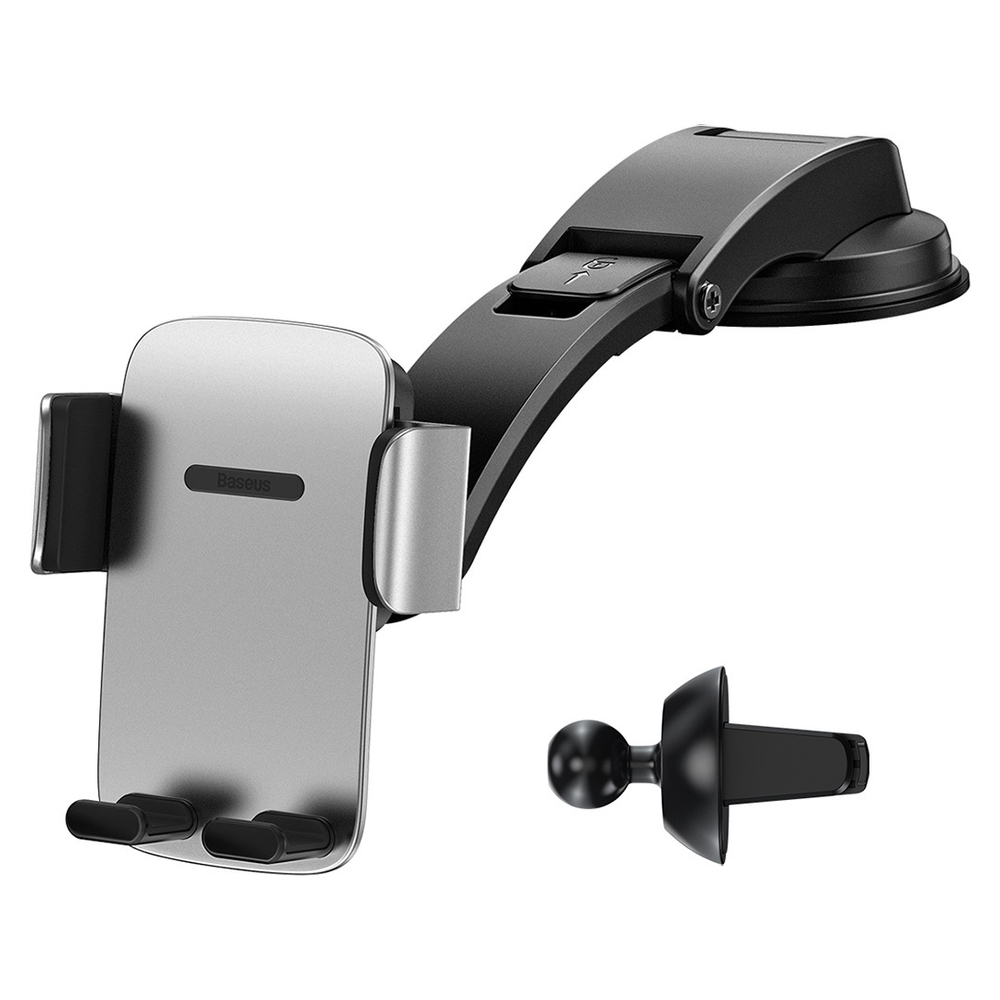 Автомобильный держатель Baseus Easy Control Clamp Car Mount Holder Set (На присоске & На воздуховод) - Silver