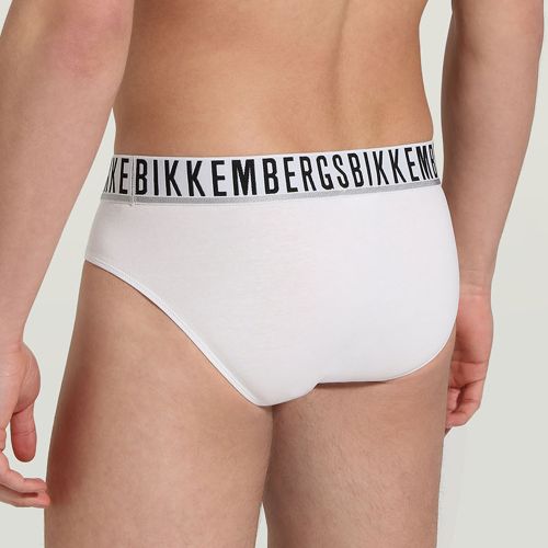 Мужские трусы брифы белые набор 2в1 Bikkembergs ESSENTIAL BKK1USP01BI
