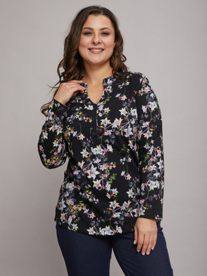 Блузка БЛ-22/черный-лилии