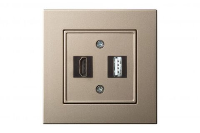 Розетка HDMI и USB для Передачи Данных Шампань LIREGUS EPSILON