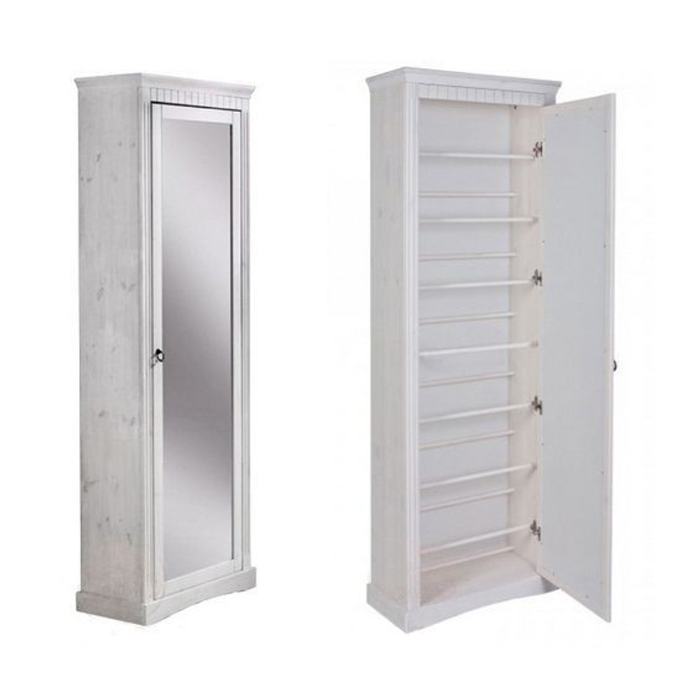Шкаф распашной, 63х31х179, Неаполь, в прихожую, с зеркалом, деревянный, белый, Dipriz
