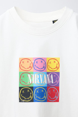 ZARA ФУТБОЛКА С ПРИНТОМ NIRVANA®, ЭКРЮ