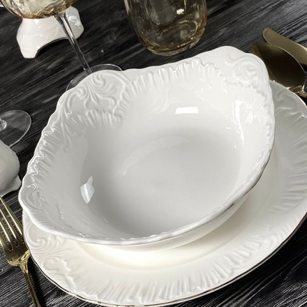 Lenardi 305-039 Квадратный салатник 20,5см АВРОРА в под.уп.(х12)Фарфор