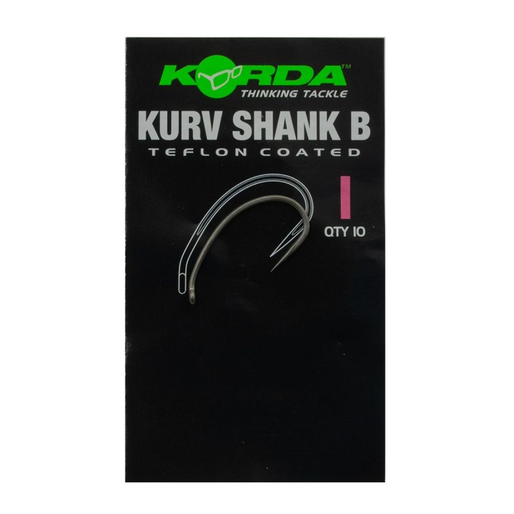 KORDA Крючок Kurv Shank Barbless №1 без бородки 10шт